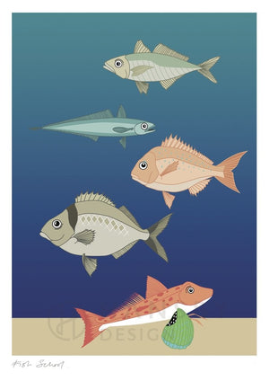 Cathy Hansby Print - Fish School