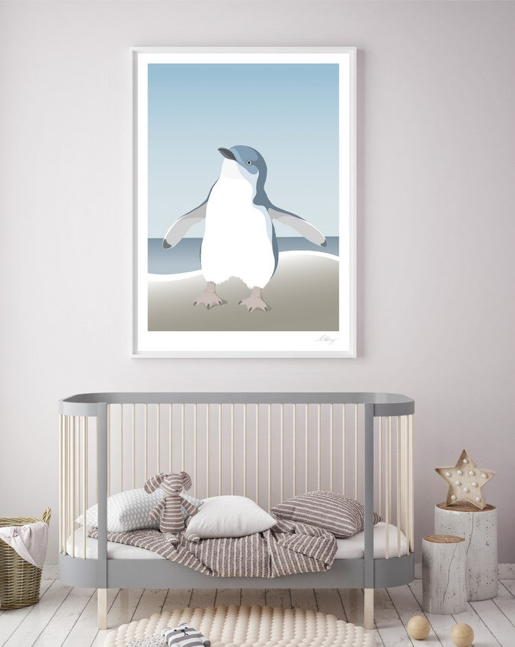 Cathy Hansby Print - Blue Penguin