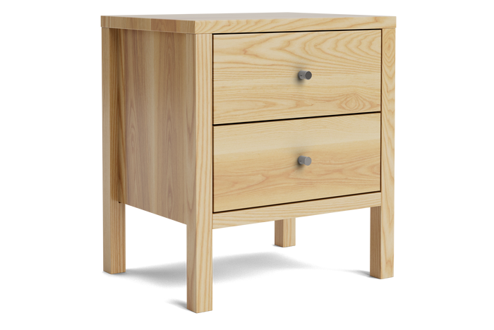 Andes 2-Drawer Bedside Table - Ash
