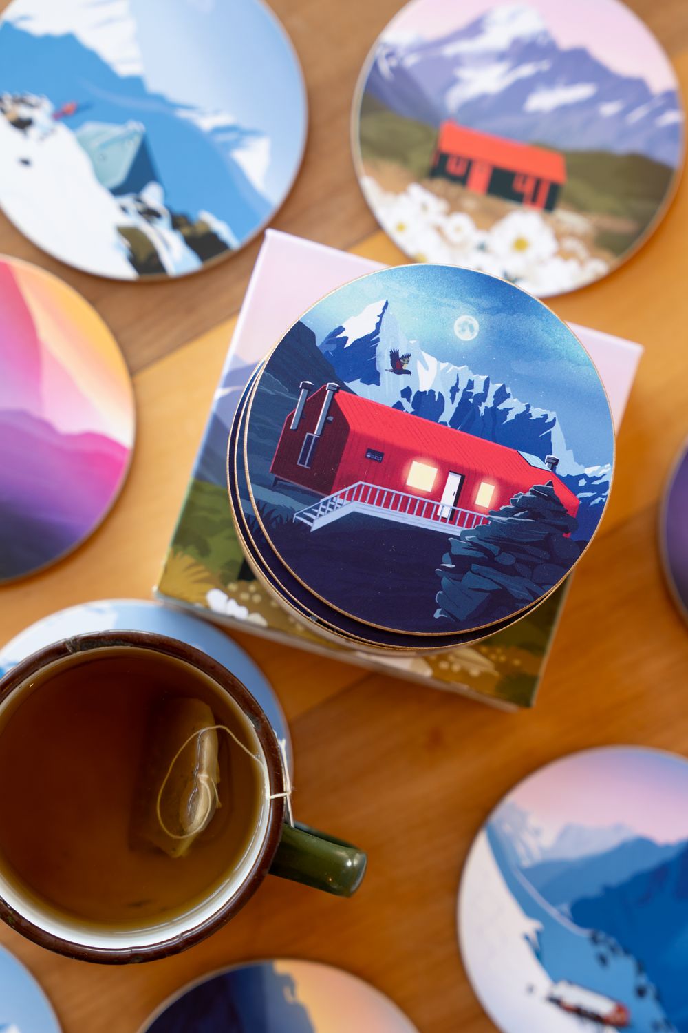 Azhou Coasters Backcountry Huts Coasters (Set of 6) – YOYO Design by Kiwis