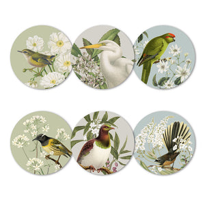 Birds & Botanicals of NZ Coasters (Set of 6)