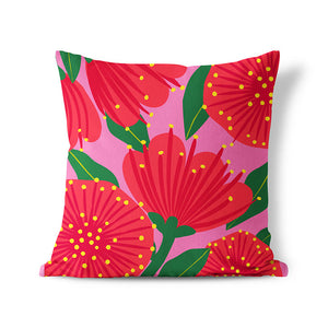 Bright Botanical Pink Pohutukawa Cushion