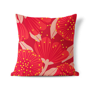 Bright Botanical Red Pohutukawa Cushion