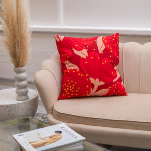 Bright Botanical Red Pohutukawa Cushion