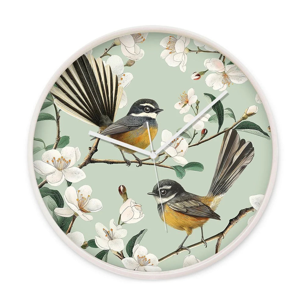 Chatty Fantails Wooden Frame Clock