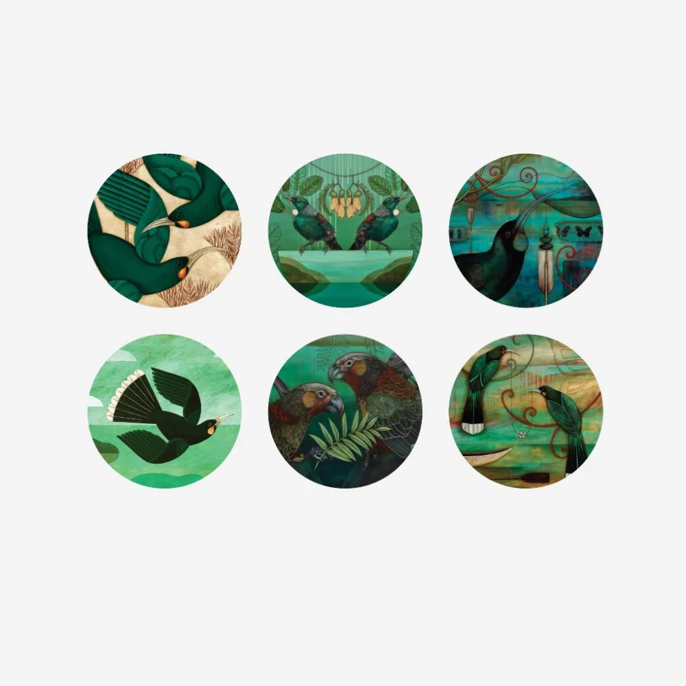 Kathryn Furniss Birds of New Zealand Coasters (Set of 6)