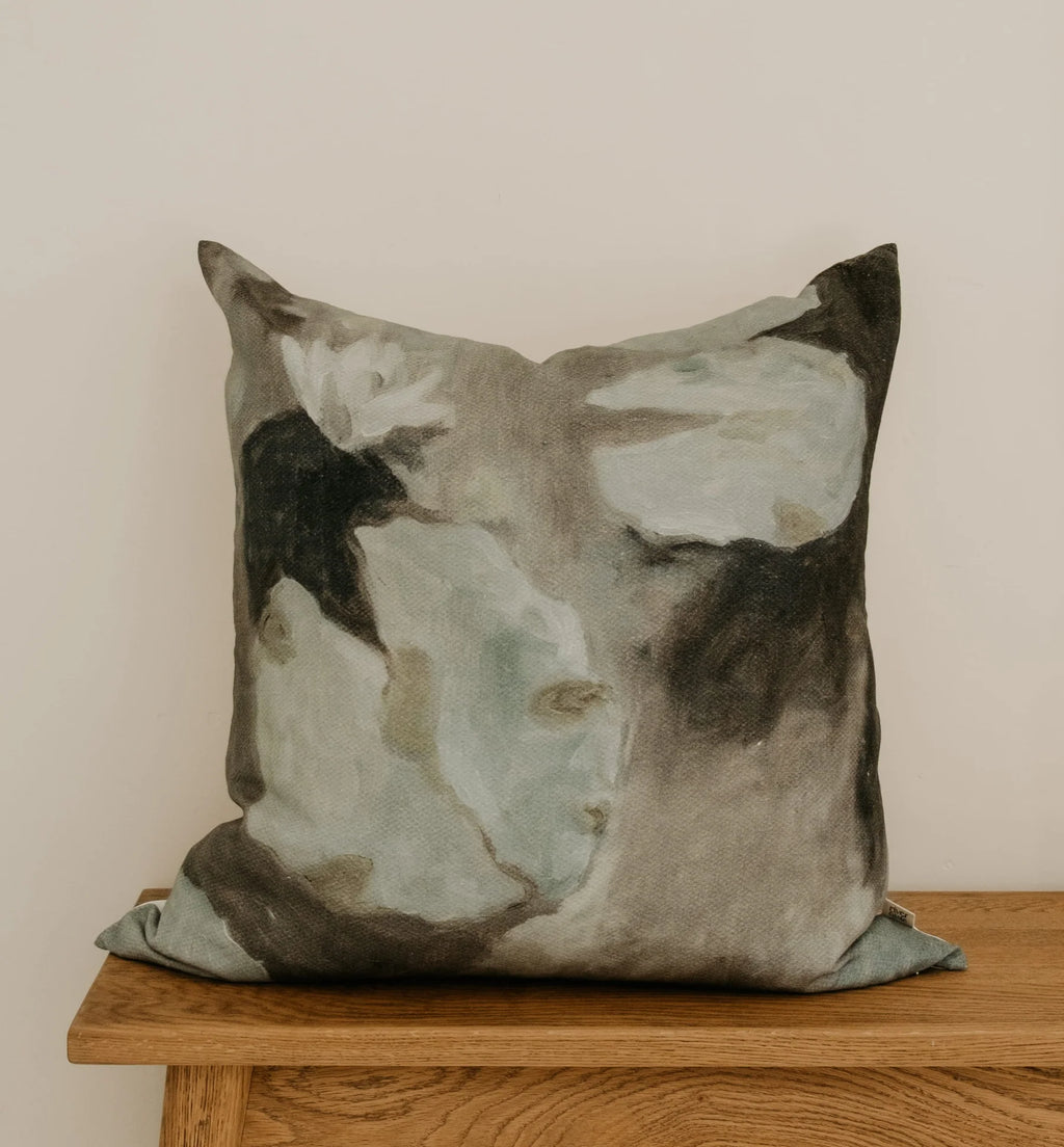 Limited Edition Hand-Painted Euro Cushion – Waterlily Bloom