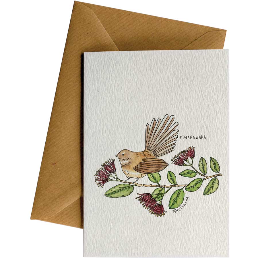 Little Difference Greeting Card - Pīwakawaka Pōhutukawa