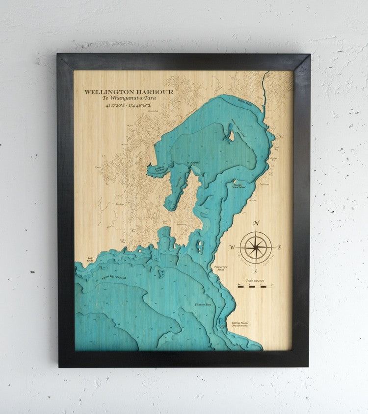 3D Wooden Chart - Wellington Harbour