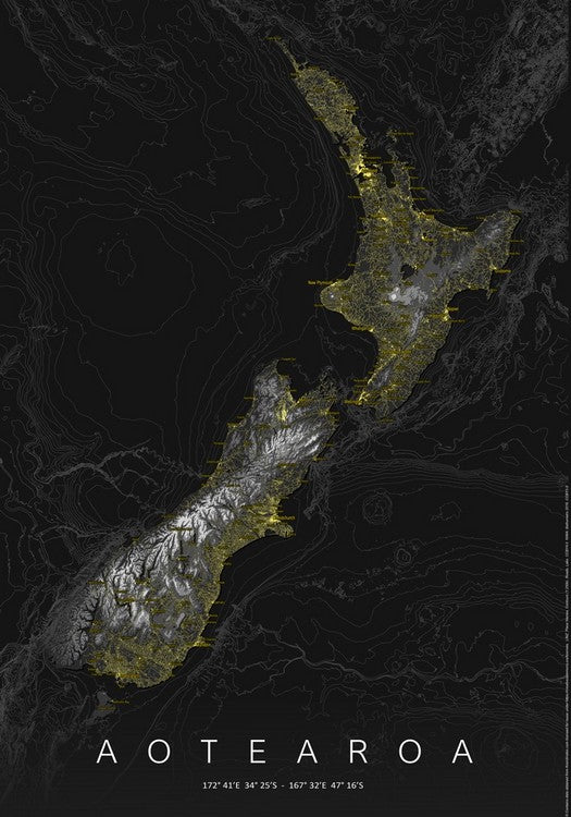 Karyn McDonald Map - New Zealand Black